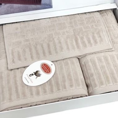 Набор полотенец Karven Lux Cotton PIANO махра 30*2шт 50*90/70*140 HS 1709 v2 bej/бежевый