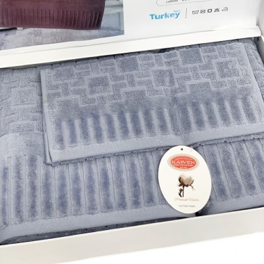 Набор полотенец Karven Lux Cotton PIANO махра 30*2шт 50*90/70*140 HS 1709 v4 mavi/индиго