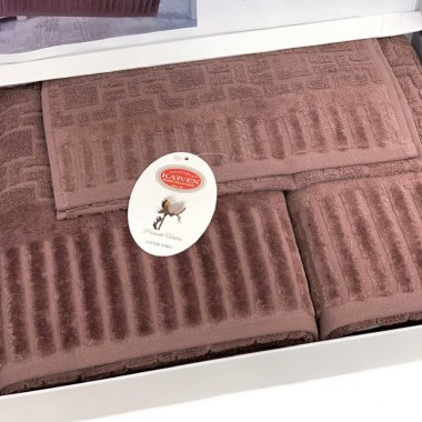 Набор полотенец Karven Lux Cotton PIANO махра 30*2шт 50*90/70*140 HS 1709 v6 kiremit/коричневый