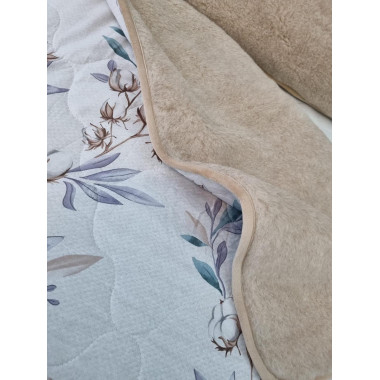 Одеяло Magic Wool Меринос Облако Беж/Хлопок Цветы 240*200 двойное зимнее