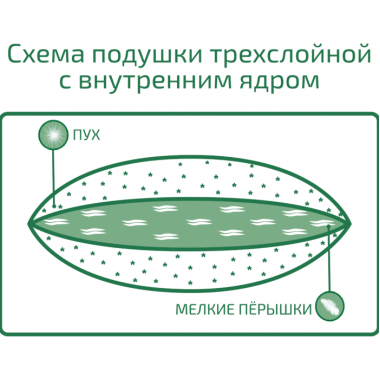 Подушка упругая Nature's Мужской мир 70х70 (специально для мужчин) из гусиного пуха с внутренней камерой