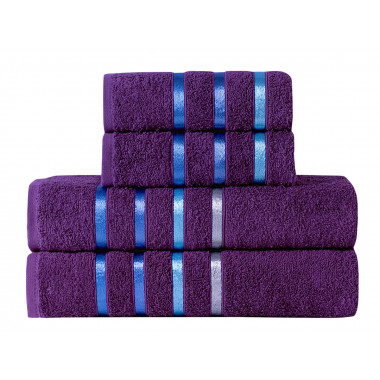 Комплект махровых полотенец KARNA BALE 4шт 50х80*2-70х140*2см Фиолетовый
